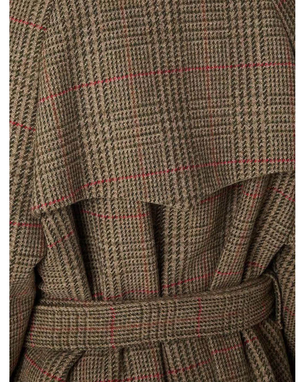 Golden Goose Deluxe Brand Brown Checked Double-Breasted Belted Coat