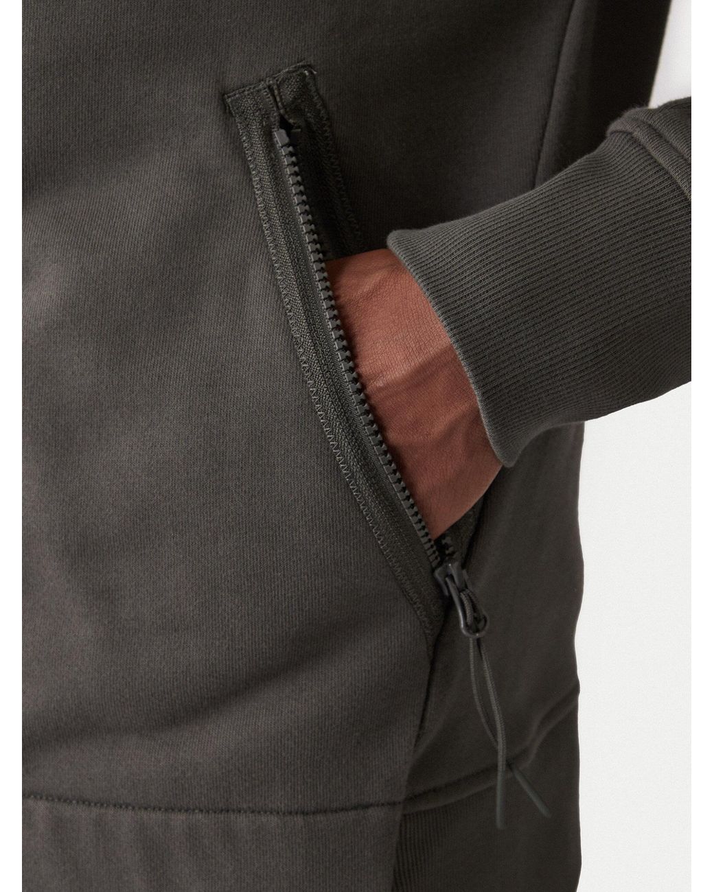 C P Company Gray Zip-Up Drawstring Hoodie for men