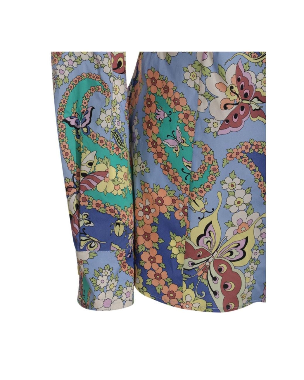 Etro Blue Paisley Printed Long-Sleeved Shirt