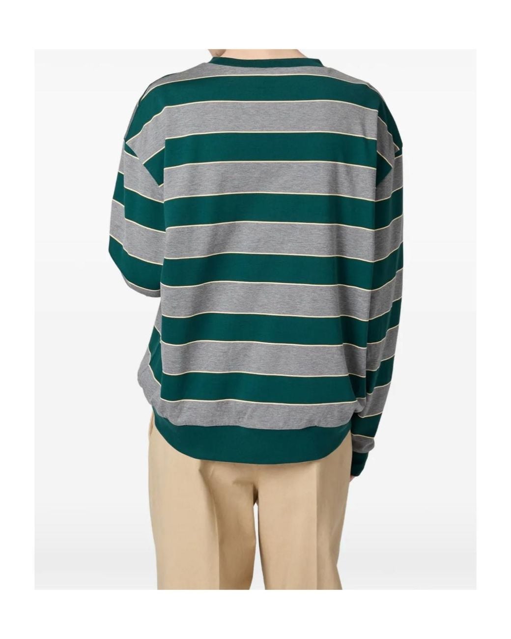 Miu Miu Green Oversized Striped Sweatshirt