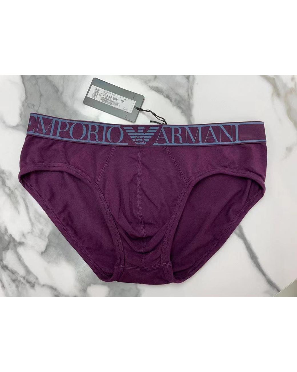 Emporio Armani Purple Logo Triangle Briefs for men