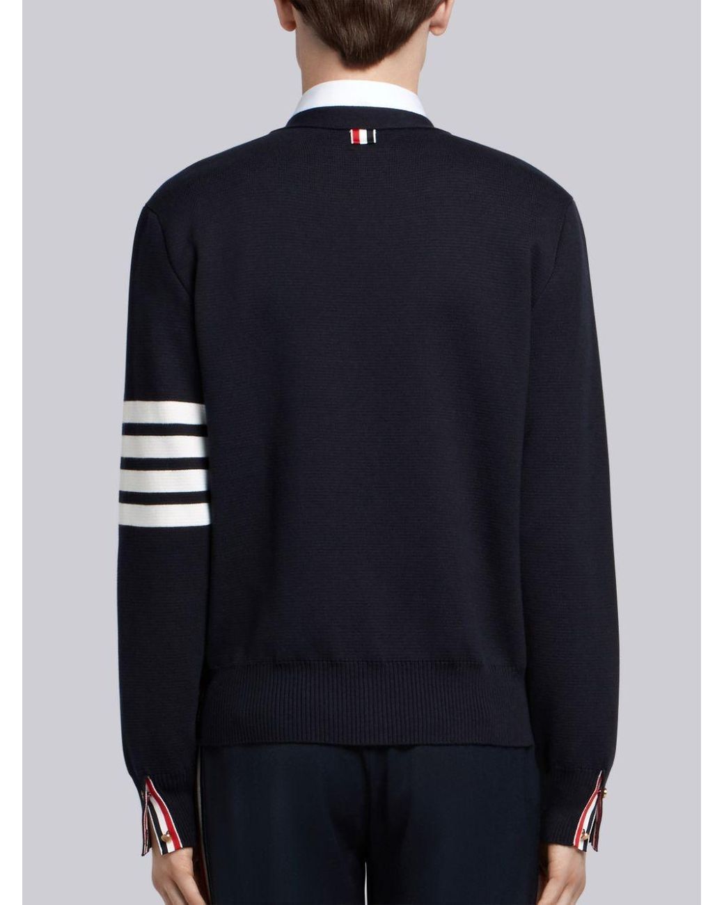 Thom Browne Blue Cardigan Scollo A V for men