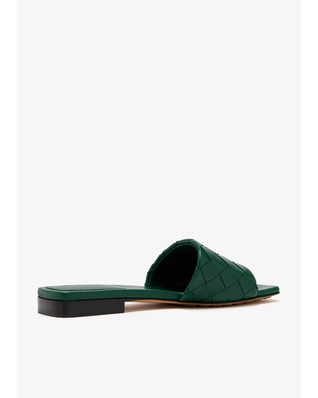 Bottega Veneta Green Parco Intrecciato Flat Sandals