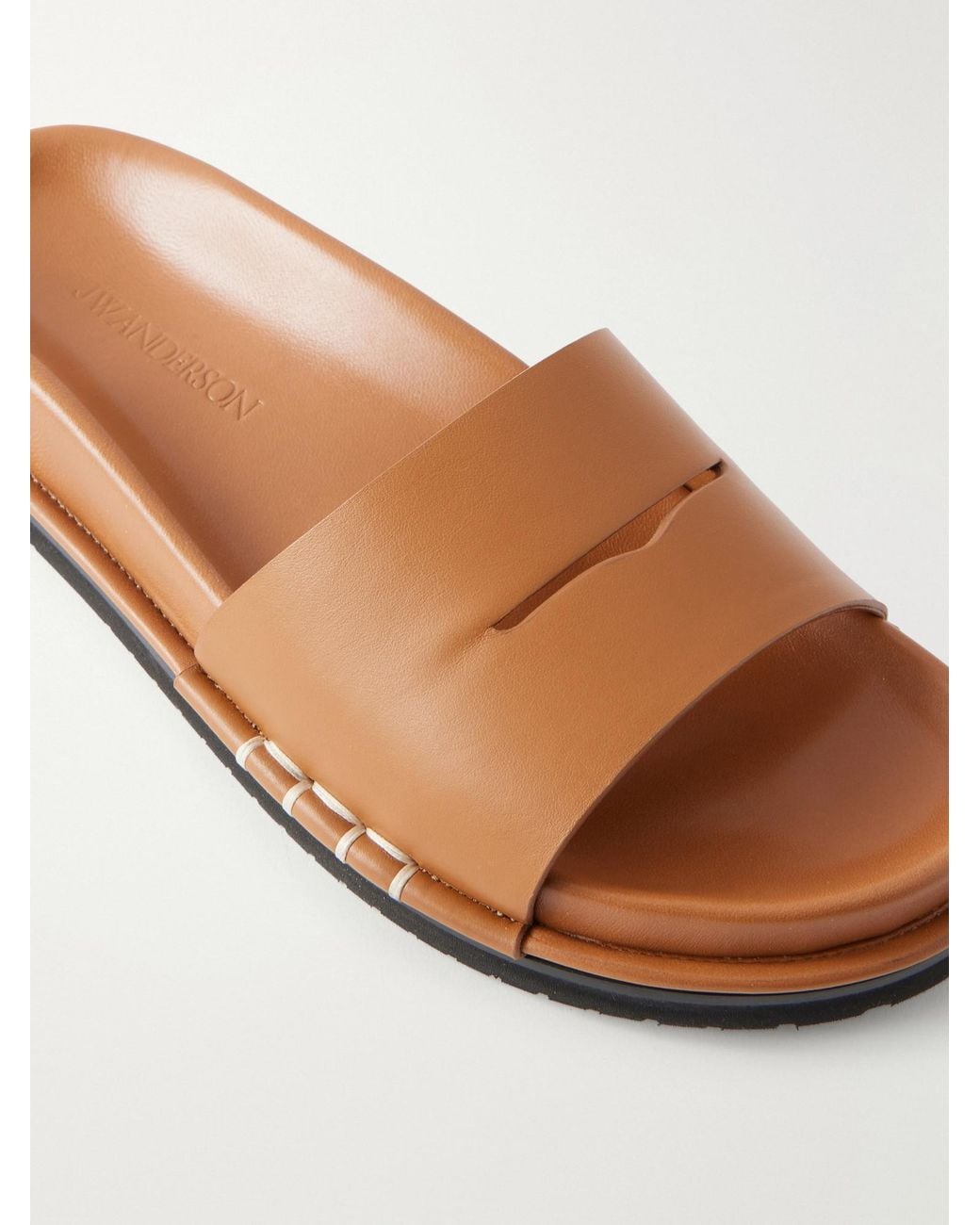 J.W. Anderson Brown Fussbett Leather Slides