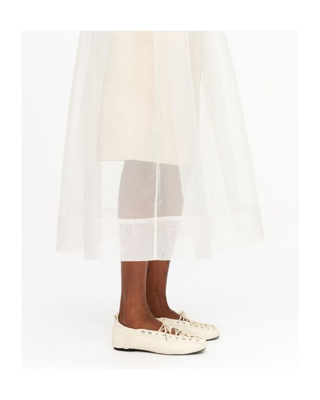 Ganni Natural Lace-Up Ballet Shoes