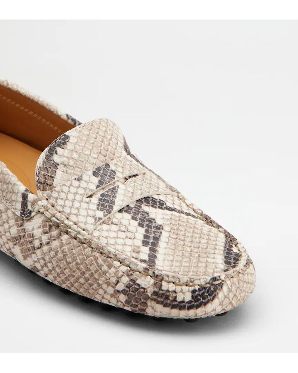 Tod's Natural Snakeskin-Effect Gommino Loafers