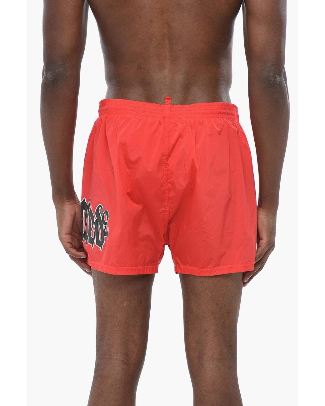 DSquared² Red Logo-Print Swim Shorts for men