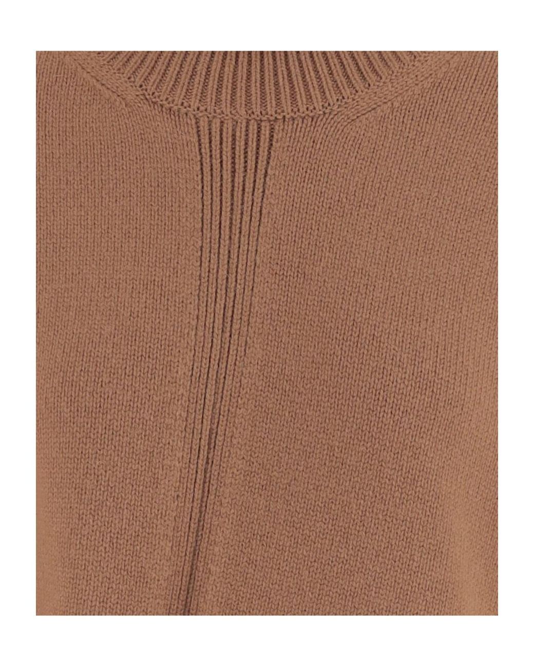 Jil Sander Brown Asymmetrical Hem Jumper