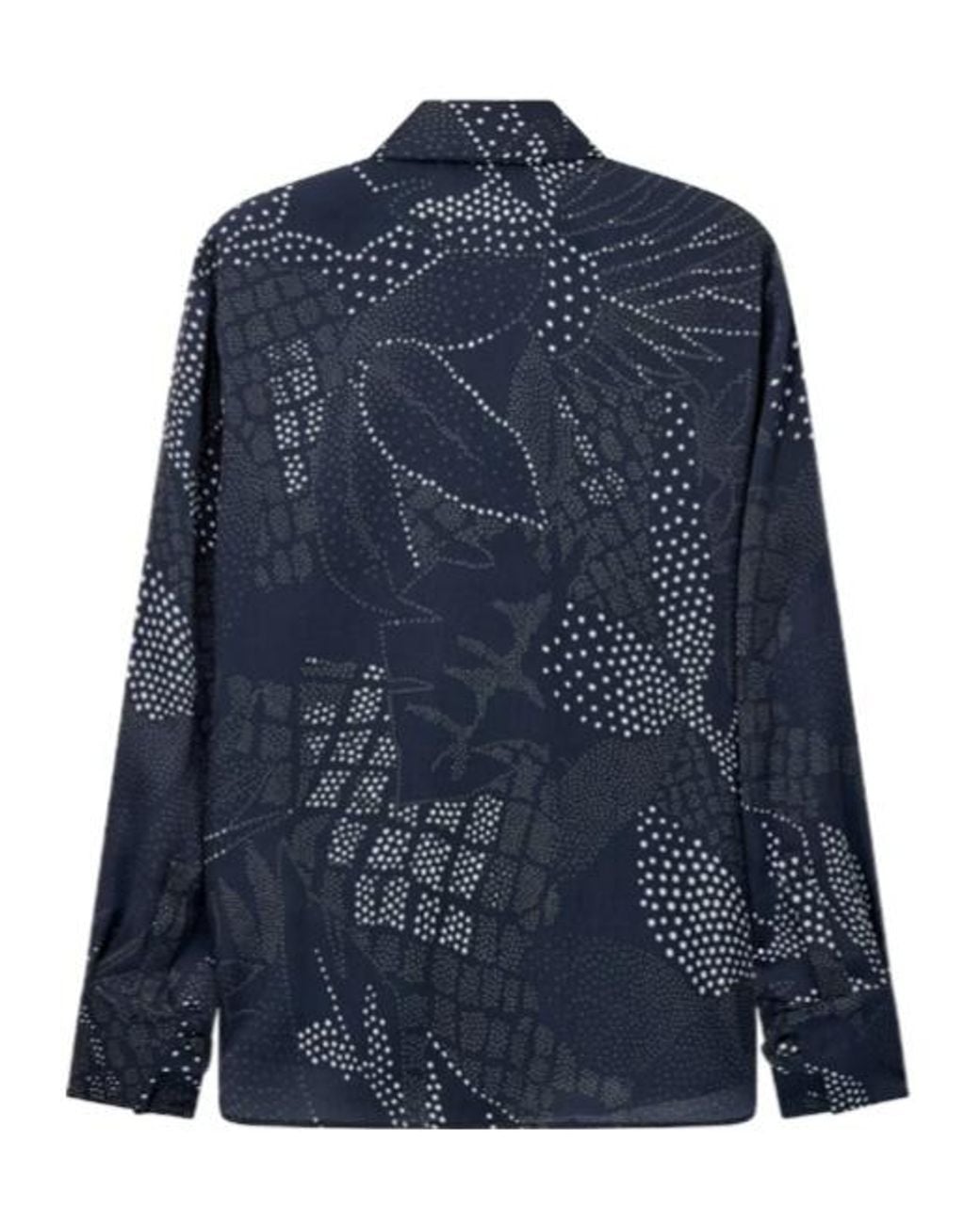Emporio Armani Blue Creponne Shirt With Dotted Floral Print And A Neck Tie