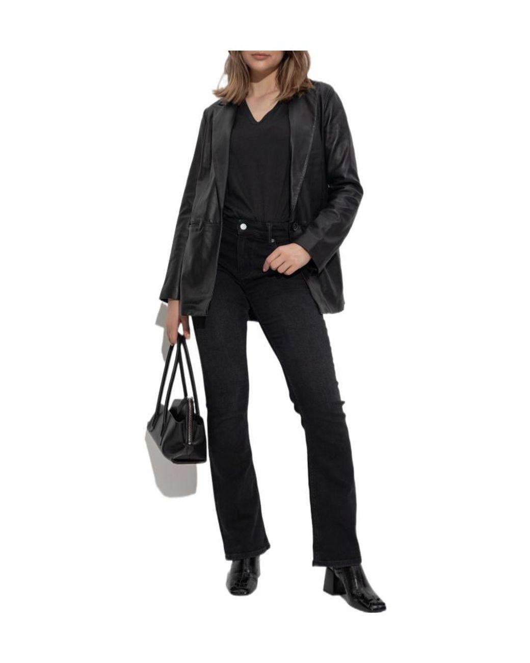 AllSaints Black Deri Leather Blazer