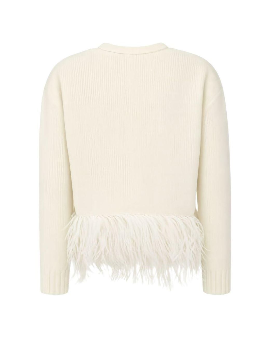 Fabiana Filippi Natural Feather-Trimmed Cardigan