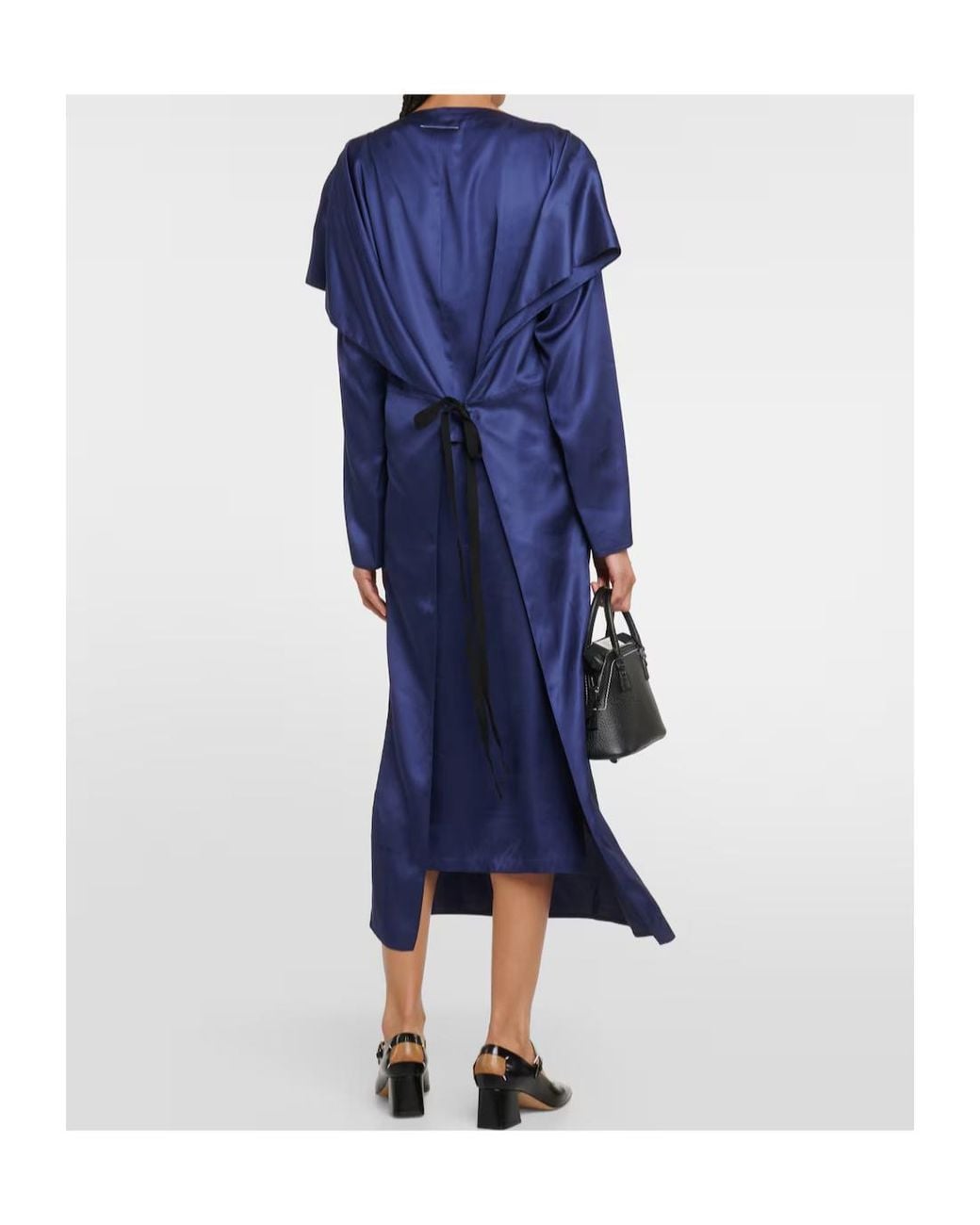 MM6 by Maison Margiela Blue Draped Satin Midi Dress
