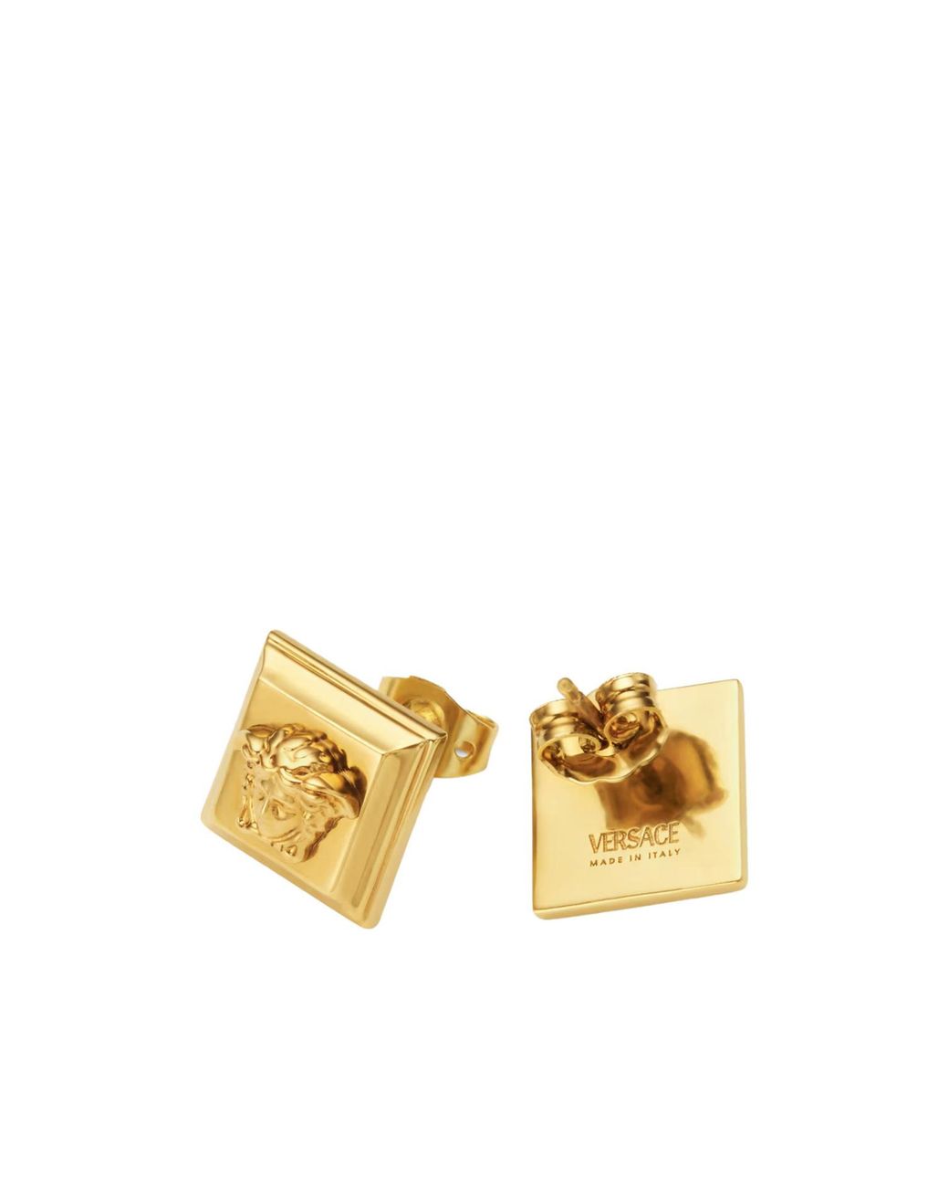 Versace Metallic Medusa Square Earrings for men