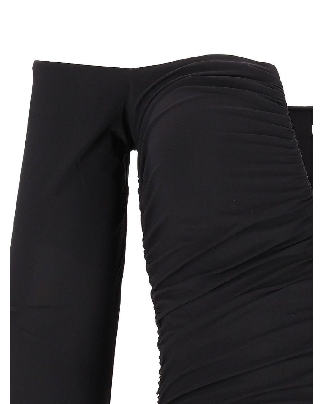 Amazuìn Black Alika Ruched Off-Shoulder Bodysuit