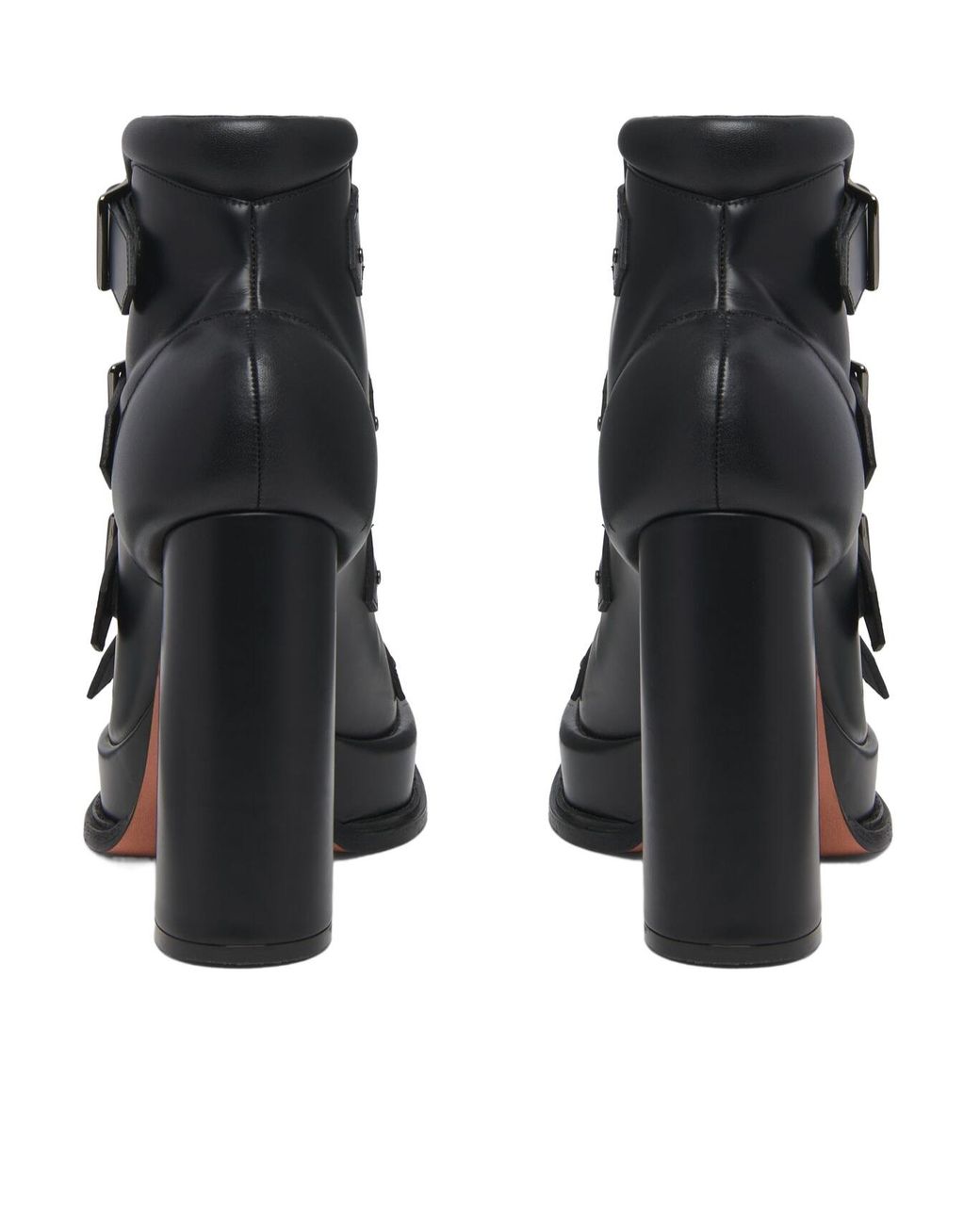 McQueen Black Caged Buckle Strap Sandals