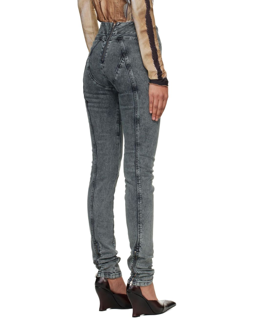 KNWLS Blue Celet Panelled Low-Rise Jeans