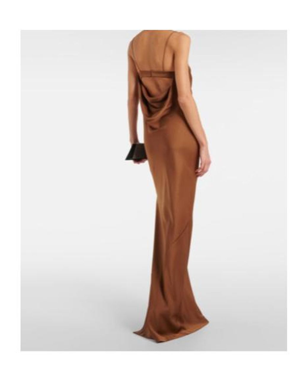 Alex Perry Brown Cutout Draped Satin Crêpe Gown