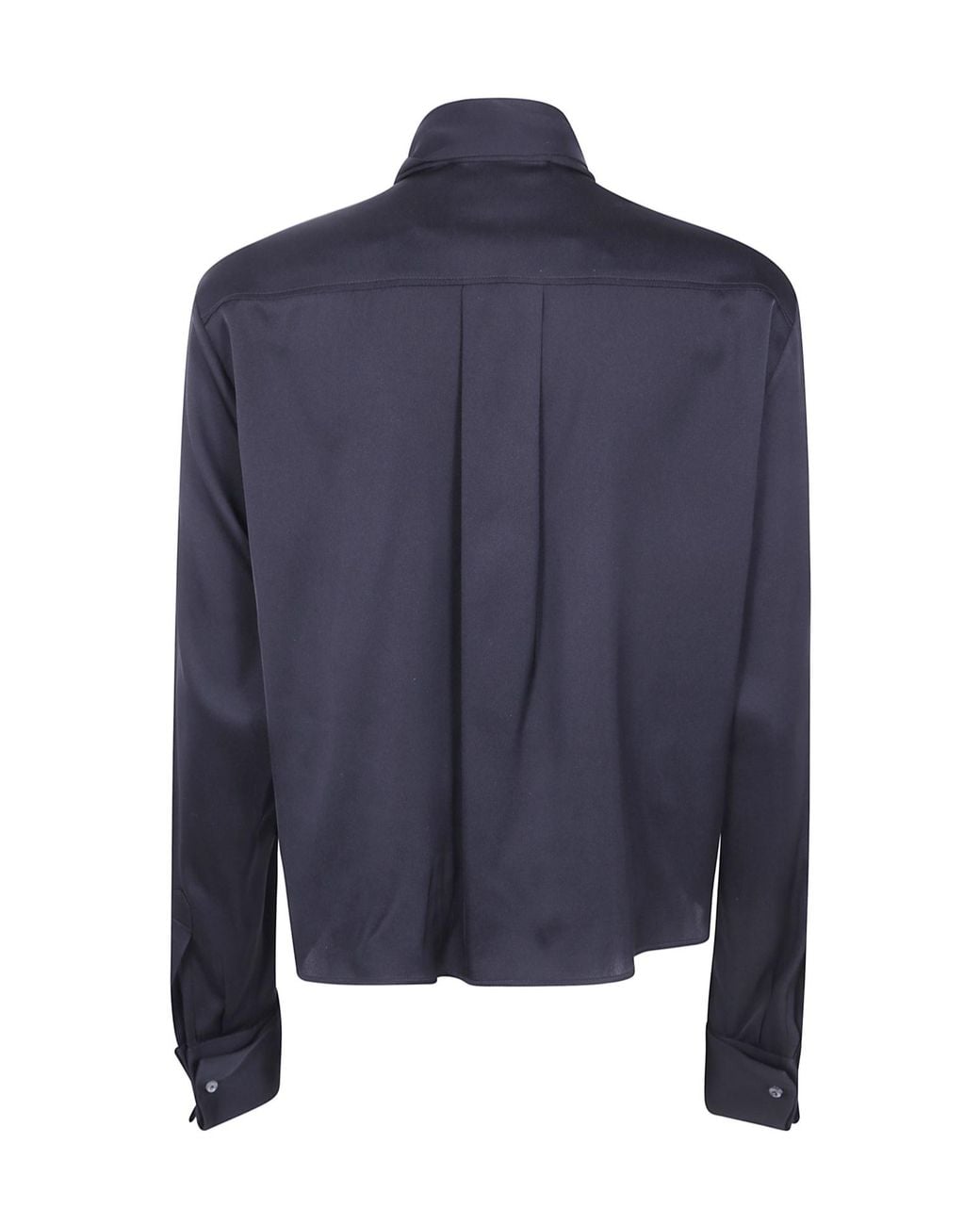DSquared² Blue Cropped Satin Tuxedo Shirt