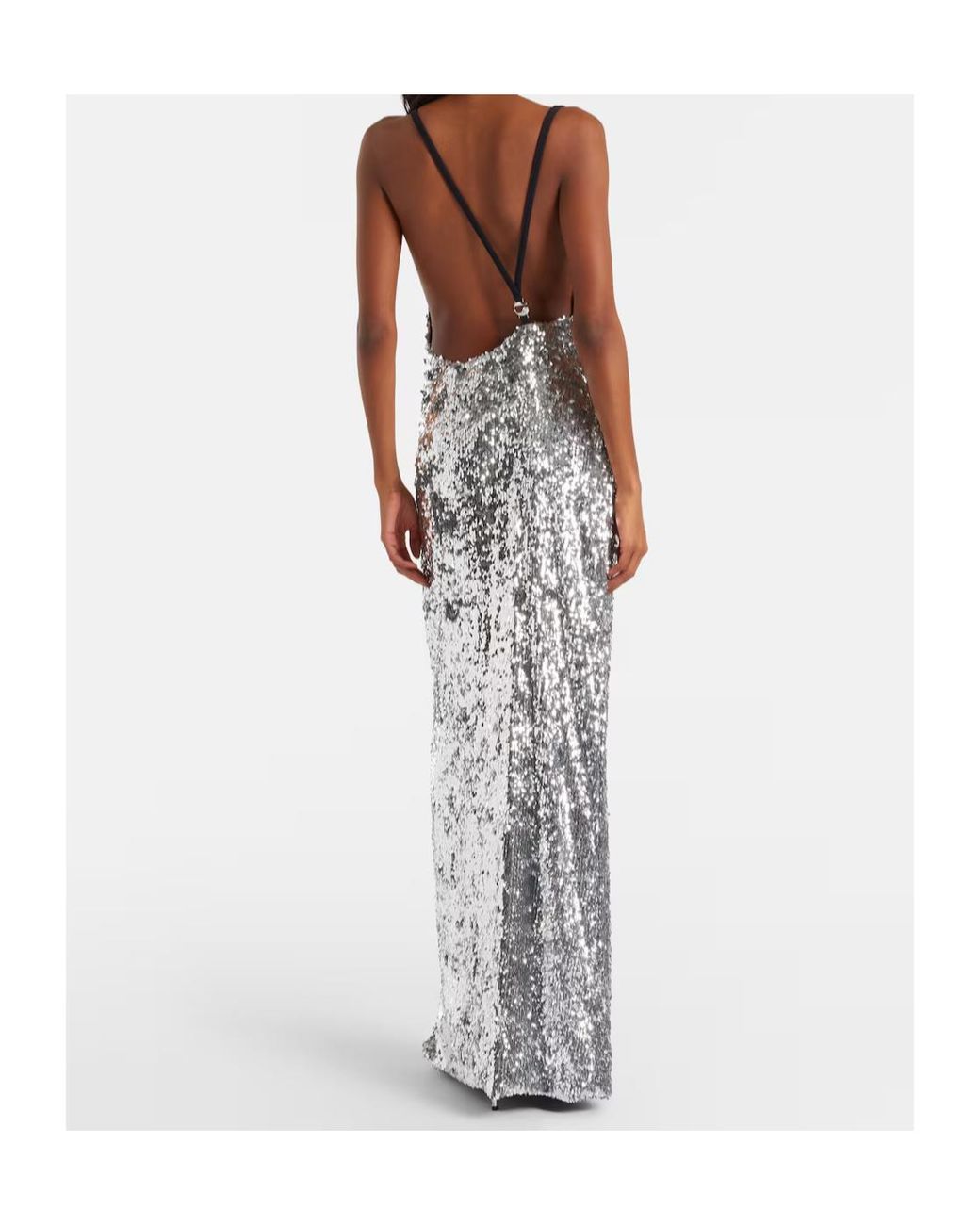 Coperni Gray Draped Sequined Gown