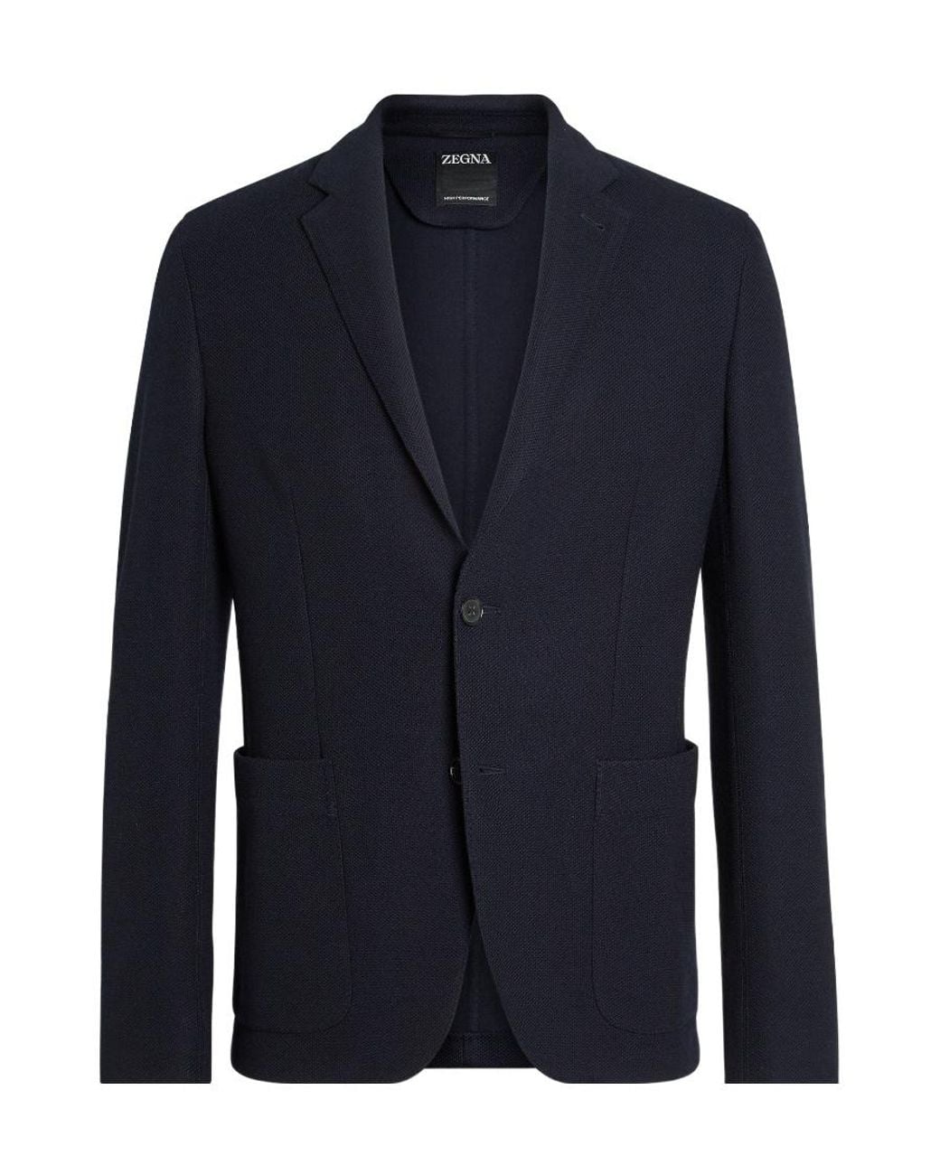 Zegna Blue Long-Sleeved Wool Suit Jacket for men