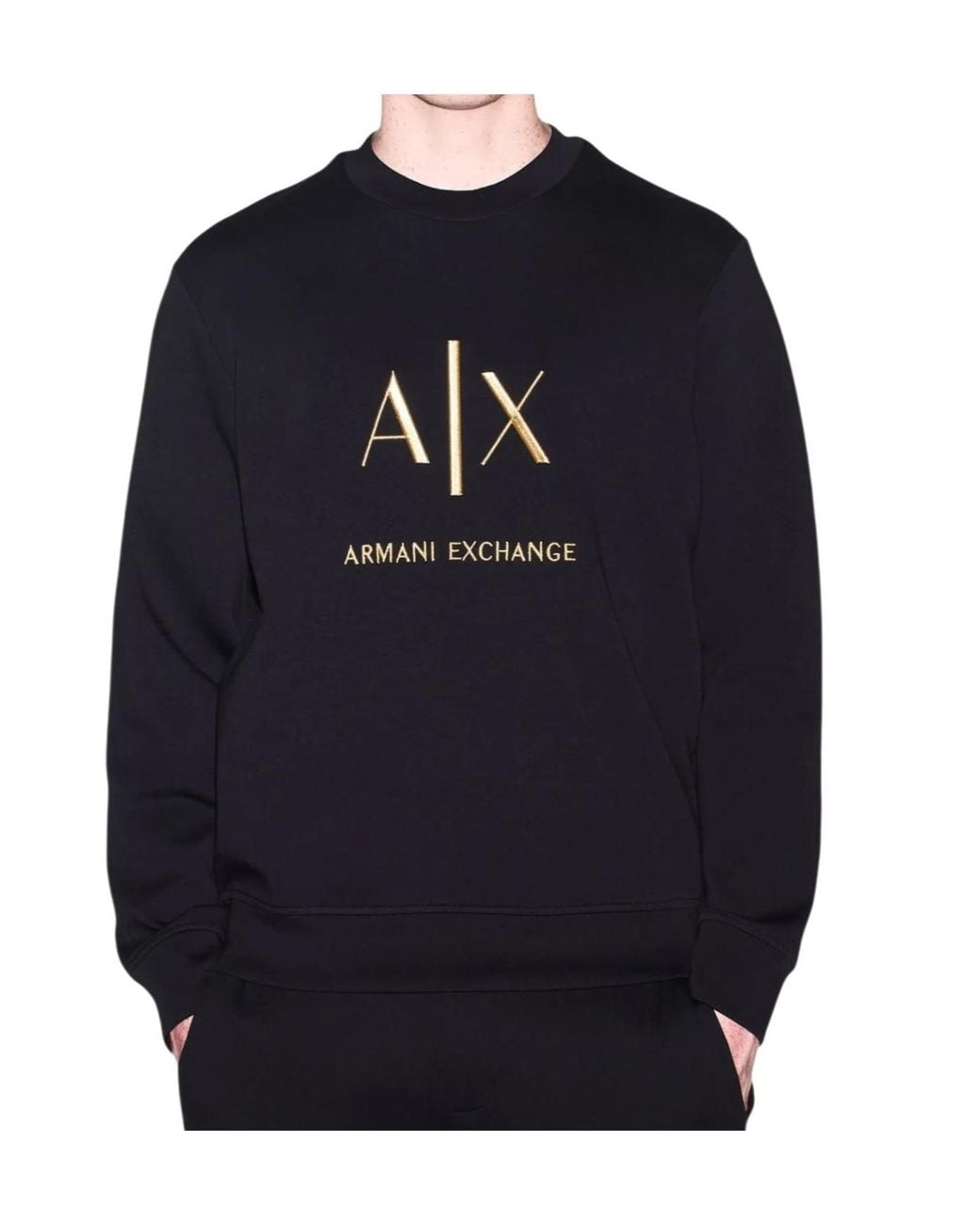 ARMANI EXCHANGE Black Logo-Embroidered Sweatshirt for men