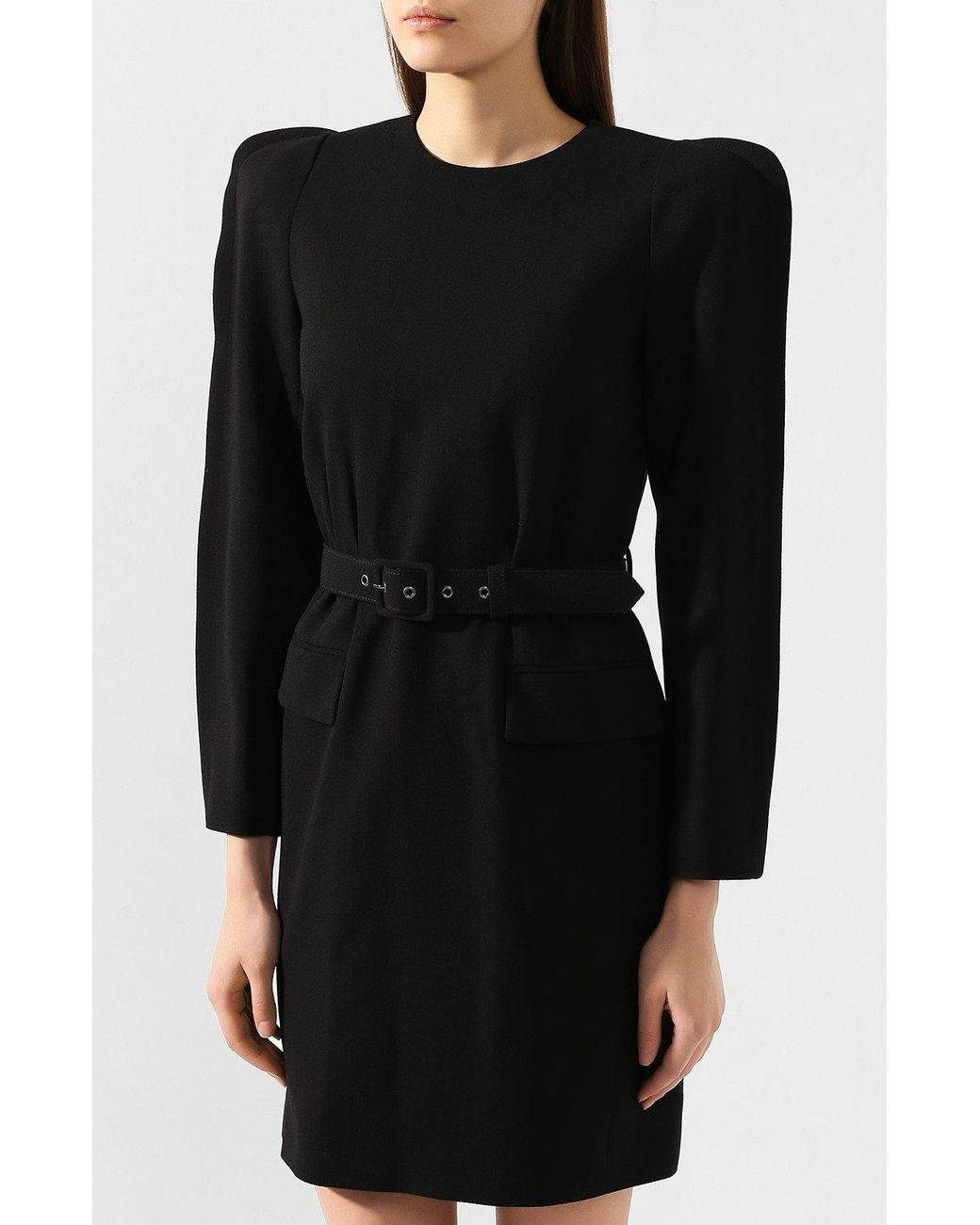 Givenchy Black Structured Belted Mini Dress