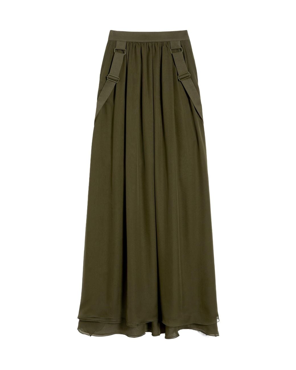 Max Mara Green Buckle Detailed Maxi Skirt