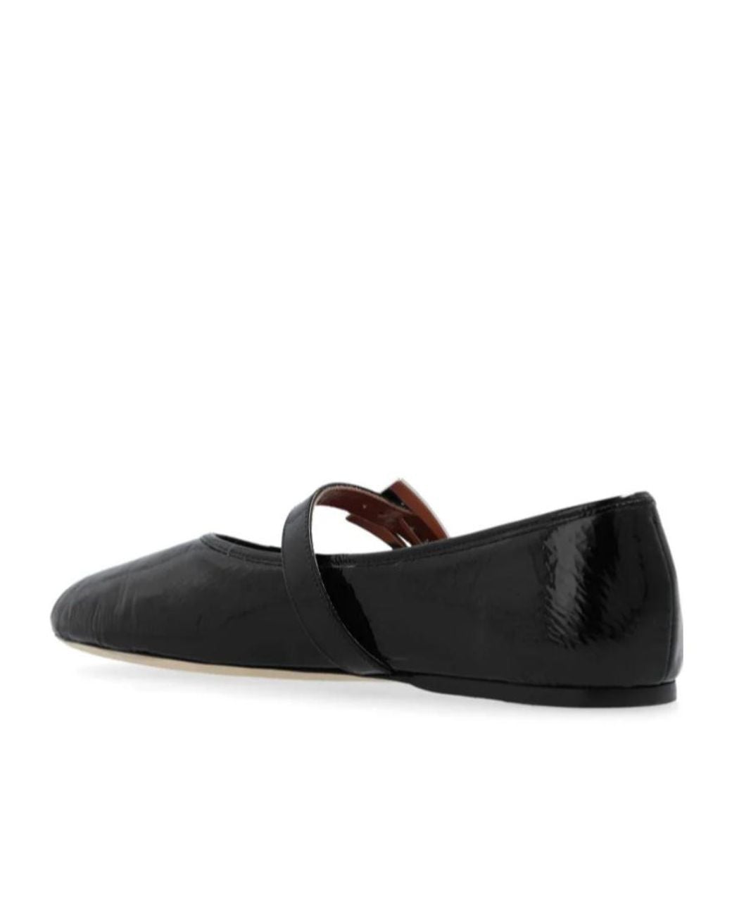 Paris Texas Black Sveva Patent Buckle Ballet Flat Shoes