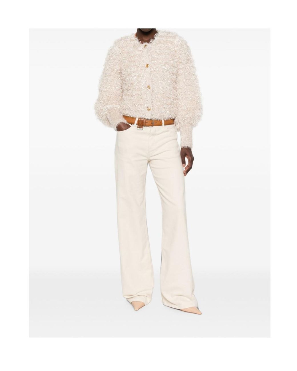 Twinset Natural Sequined Knitted Jacket
