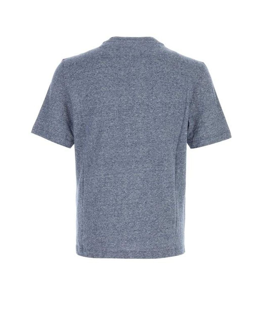 Brunello Cucinelli Blue Melange Crewneck T-Shirt for men