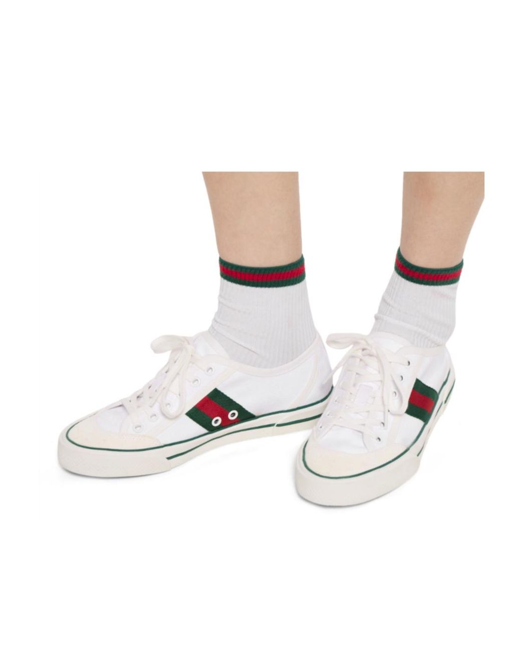 Gucci White Web Stripe Low-Top Sneakers