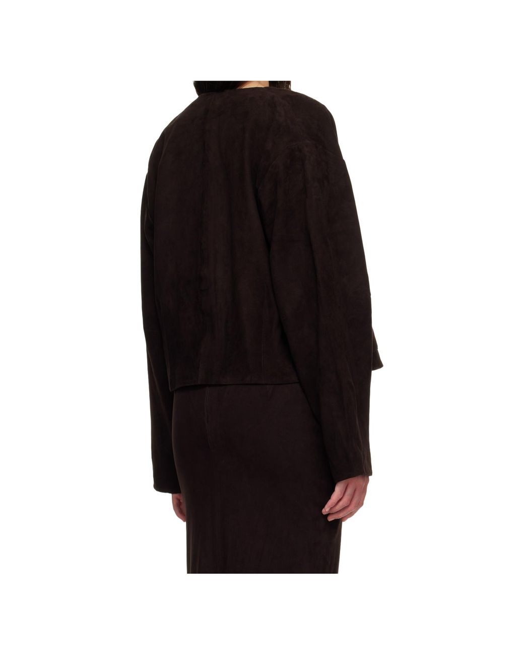 St. Agni Black Suede Utility Cocoon Bomber Jacket