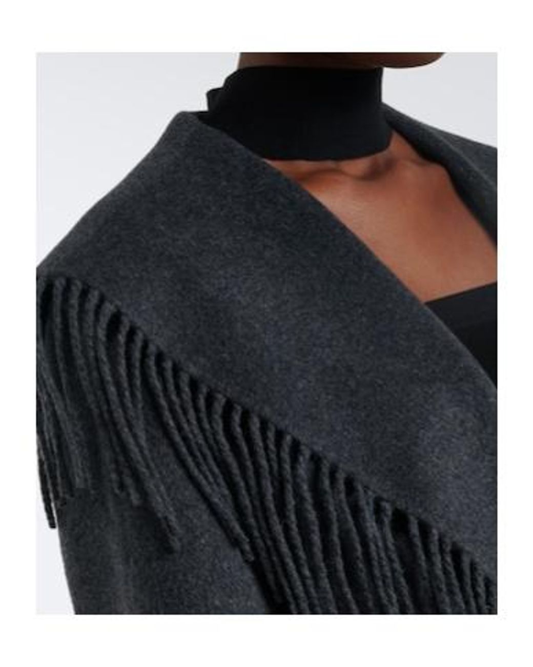 Jonathan Simkhai Black Carrie Fringed Wrap Coat
