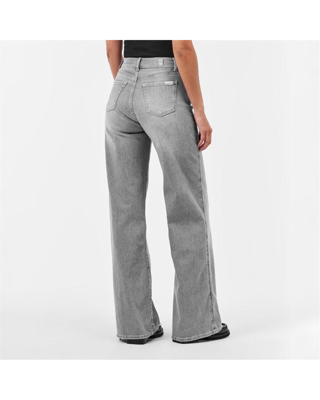 7 For All Mankind Gray Lotta Wide Leg Jeans