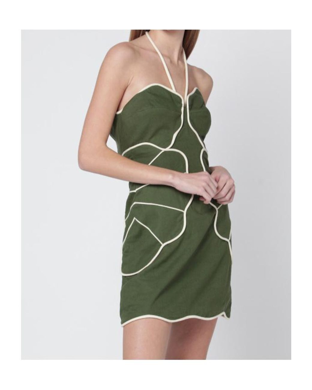 Farm Rio Green Short Linen-Blend Dress
