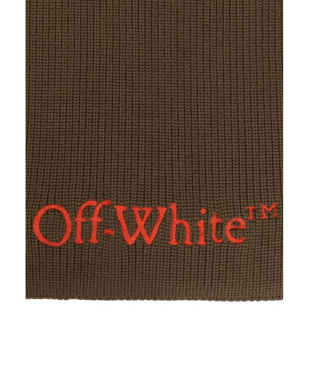 Off-White c/o Virgil Abloh Brown Bookish Logo Embroidered Scarf for men