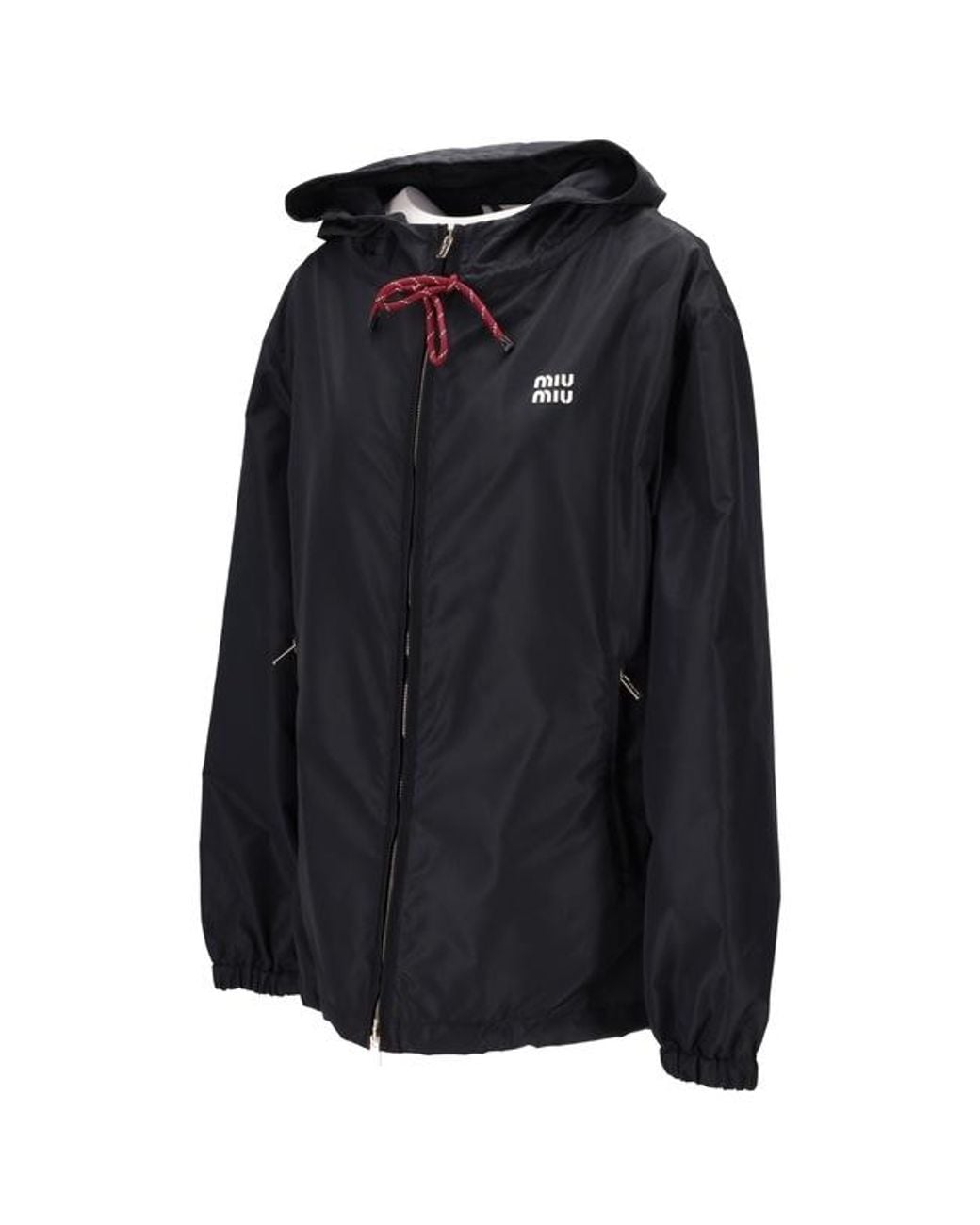 Miu Miu Black Lightweight Zipped Hooded Jacket
