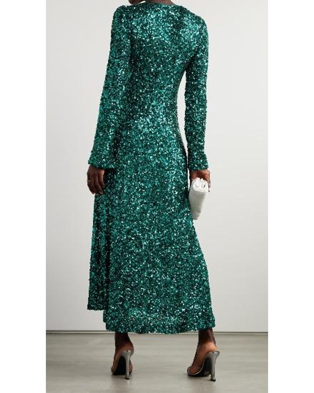 ROTATE BIRGER CHRISTENSEN Green Sierra Sequined Stretch Dress
