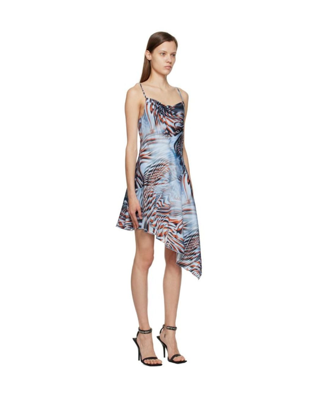 DIESEL Blue Allover Printed Asymmetric Dress