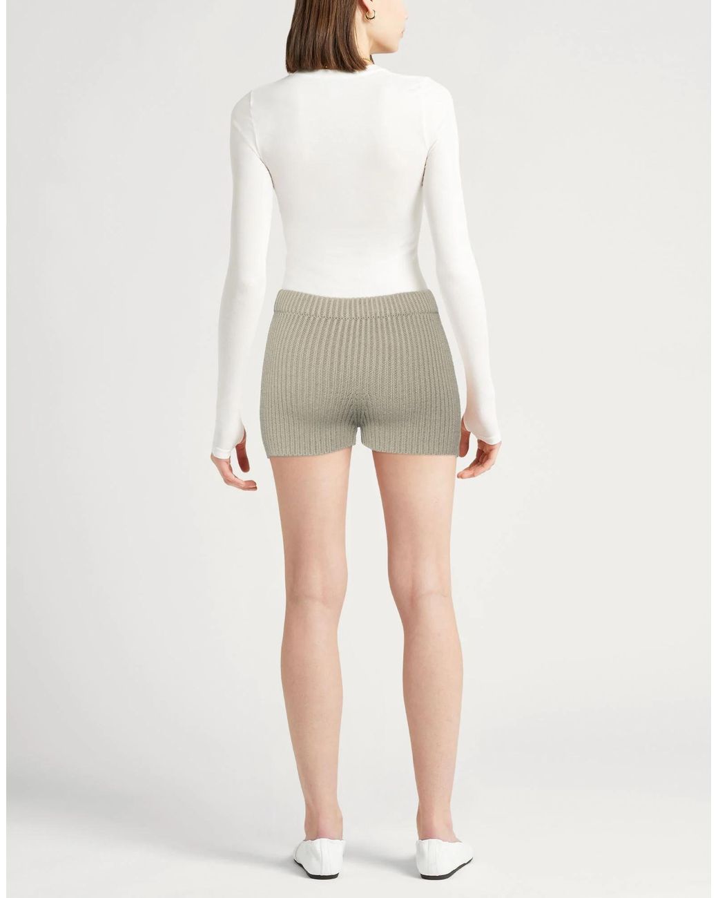 Max Mara Gray Minimalist Solid Color Knit Shorts