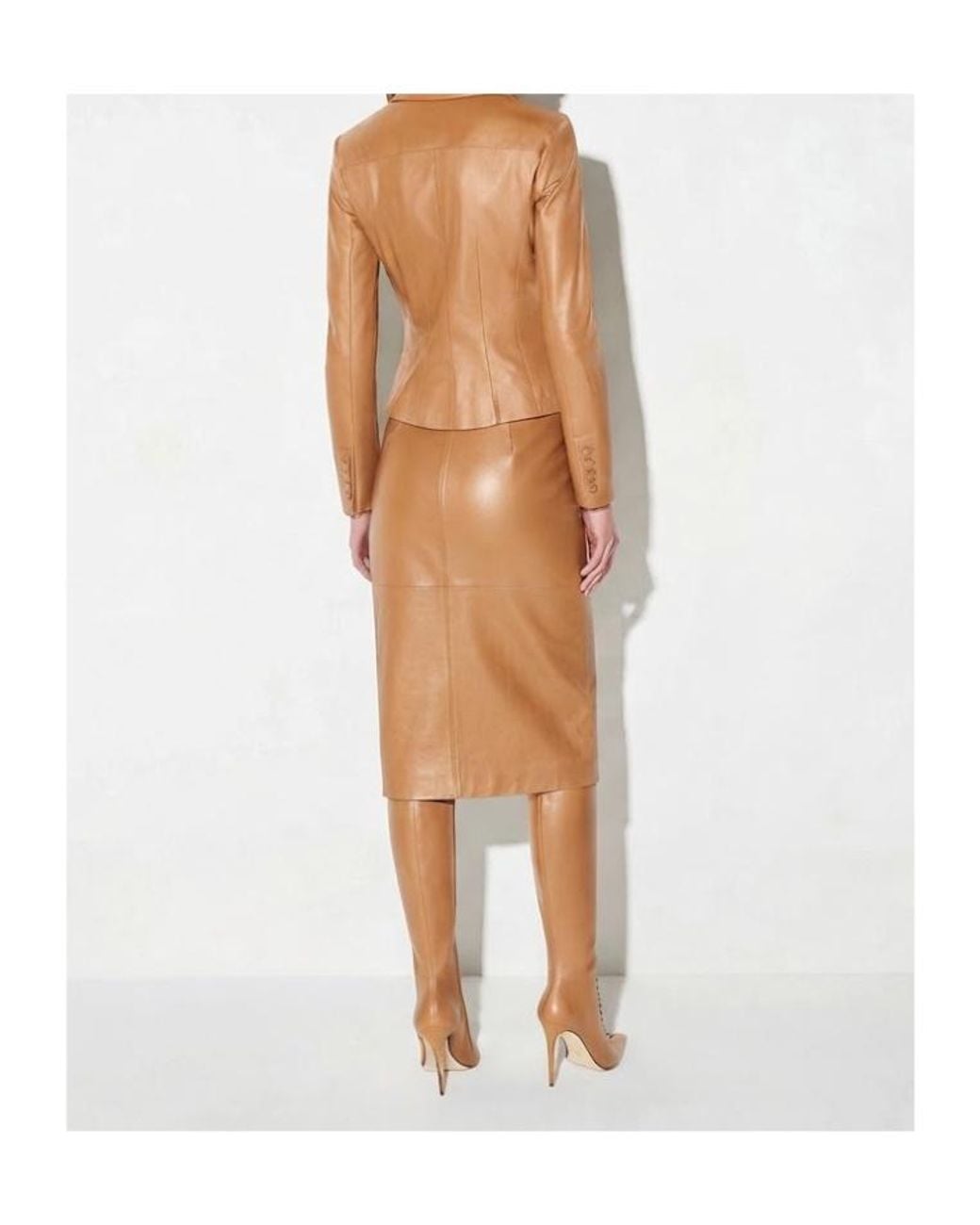 Elisabetta Franchi Brown Long-Sleeve Leather Jacket