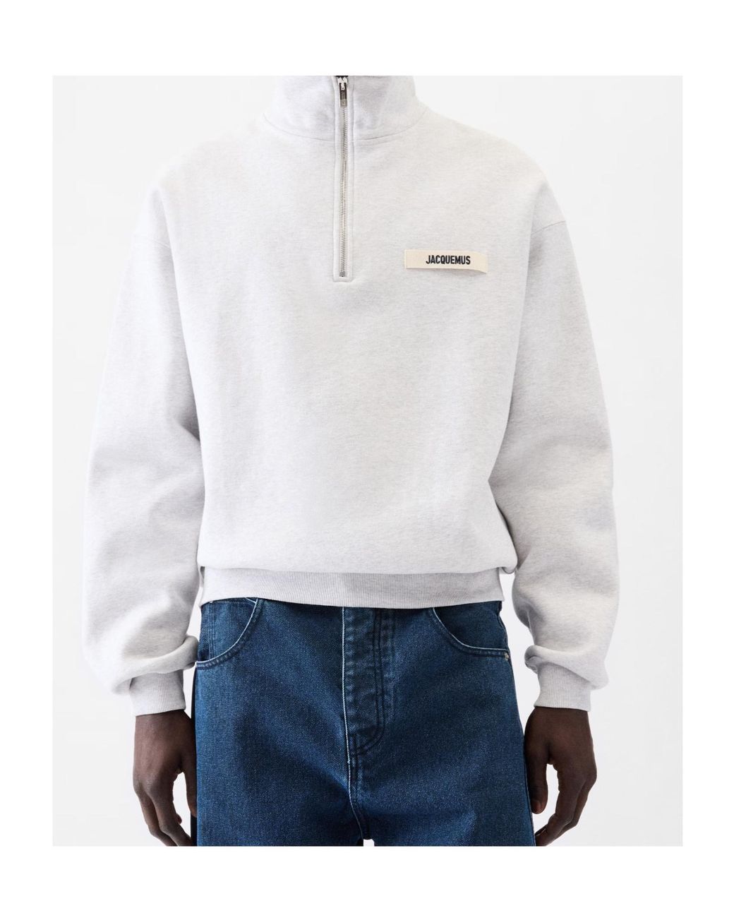 Jacquemus White Zippered High-Neck Sweatshirt for men