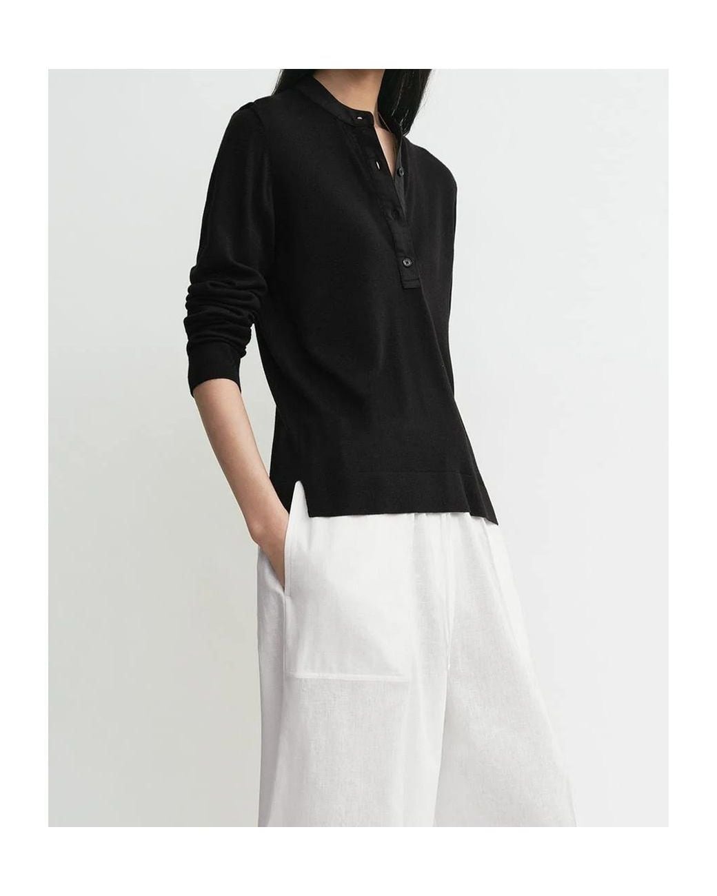 Totême Black Button-Placket Sweater