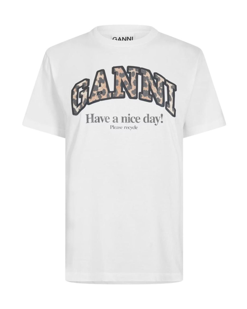 Ganni White Graphic Baby Tee