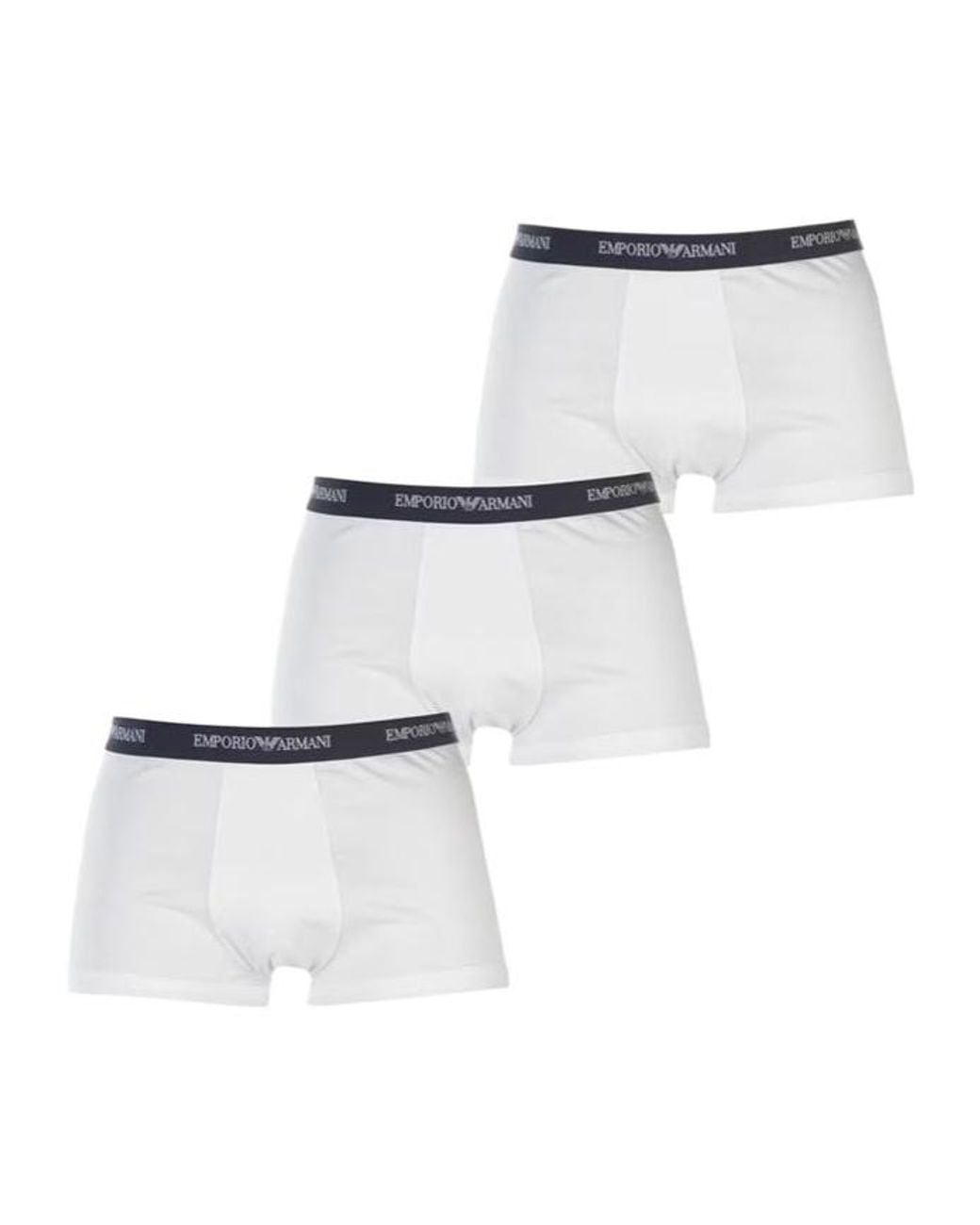 Emporio Armani White 3 Pack Stretch Cotton Trunks for men