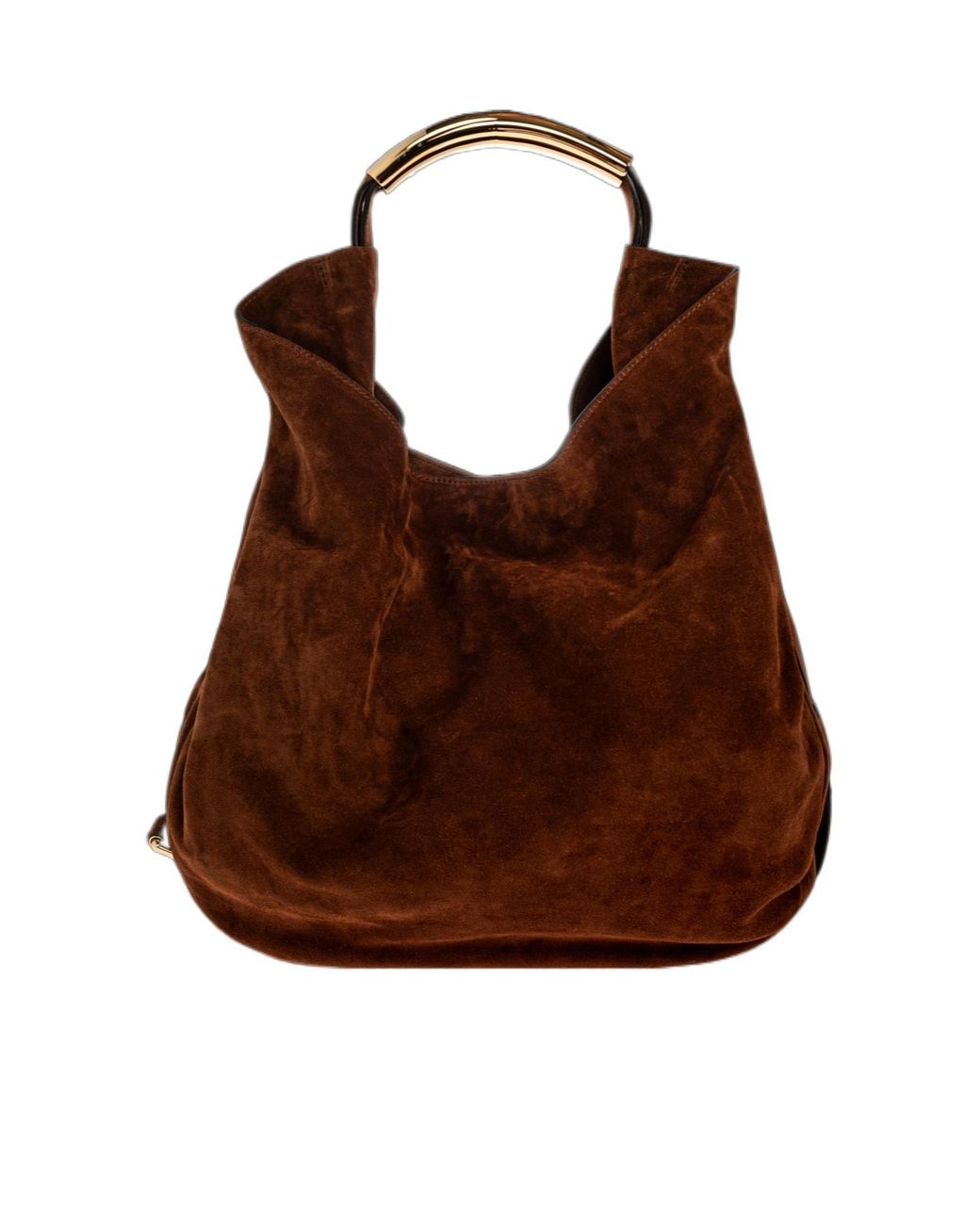 Moschino Brown Large Handle Me Suede Tote Bag