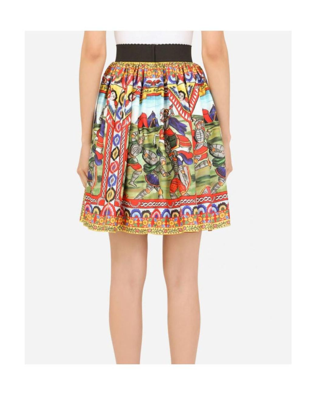 Dolce & Gabbana Red Carretto Patterned Mini Skirt
