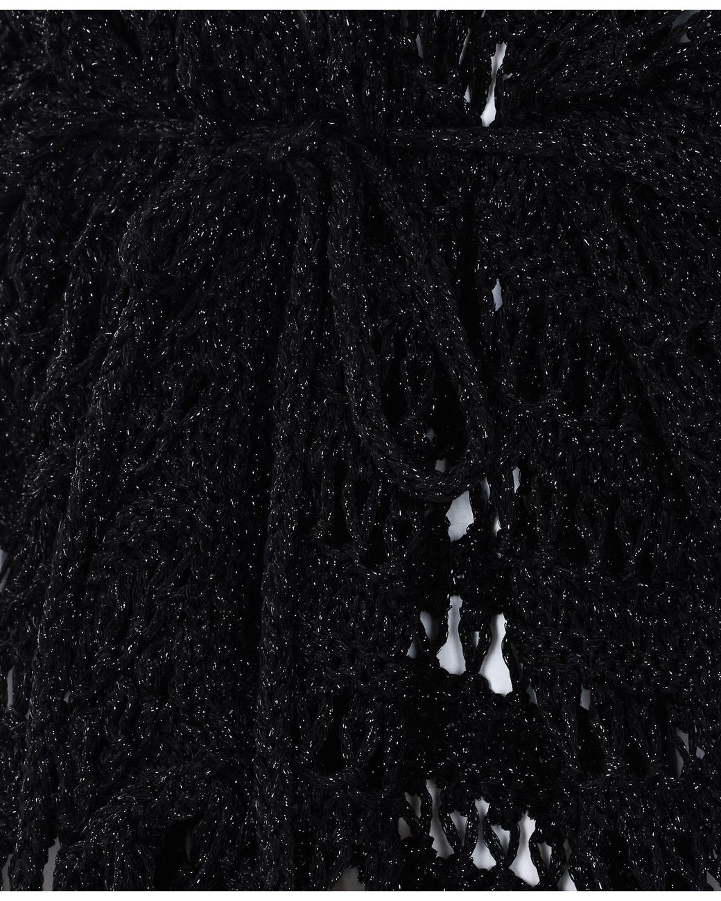 Twinset Black Fringed Crochet Knitted Top