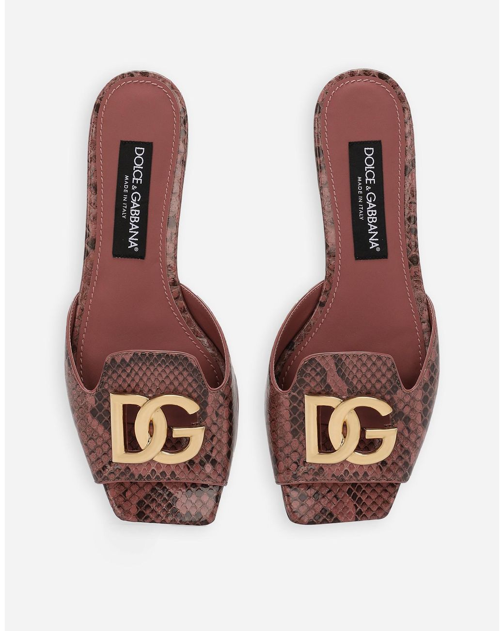 Dolce & Gabbana Brown Python Skin Sliders