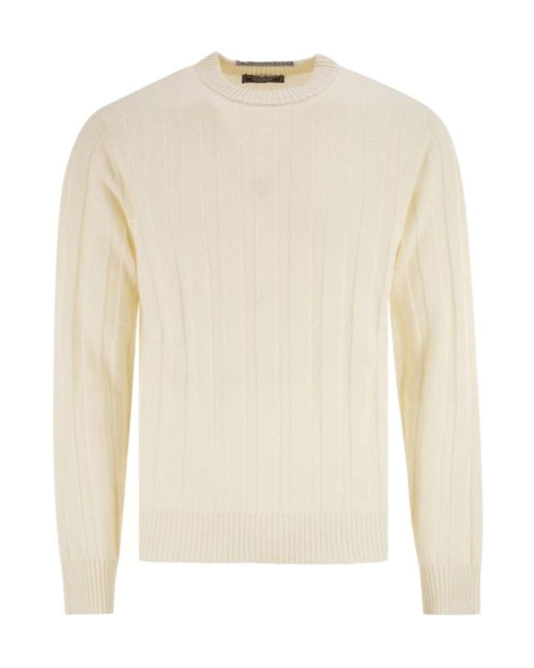 Peserico White Ribbed Crew-Neck Sweater for men